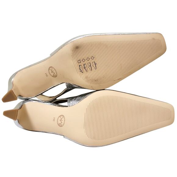 Michael Michael Kors Darrington Slingback Pump Heel Size US 9M Silver Metallic - Picture 3 of 4